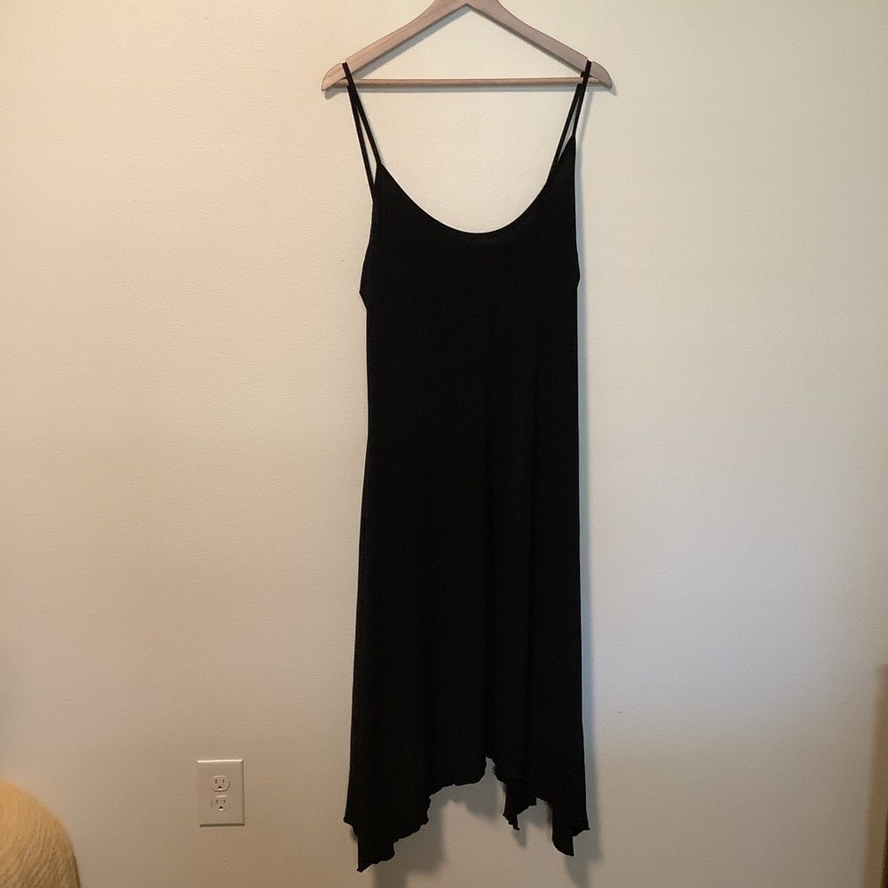Ashley Stewart‎ Black Spaghetti Strap Asymmetrical Hem Midi Dress Plus Size 2X